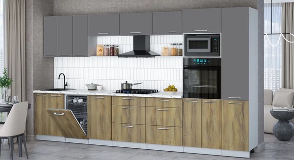 Кухонный гарнитур Интерлиния Мила Gloss 3.7-ПМ3