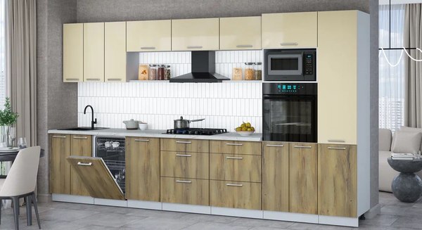 Кухонный гарнитур Интерлиния Мила Gloss 3.7-ПМ3