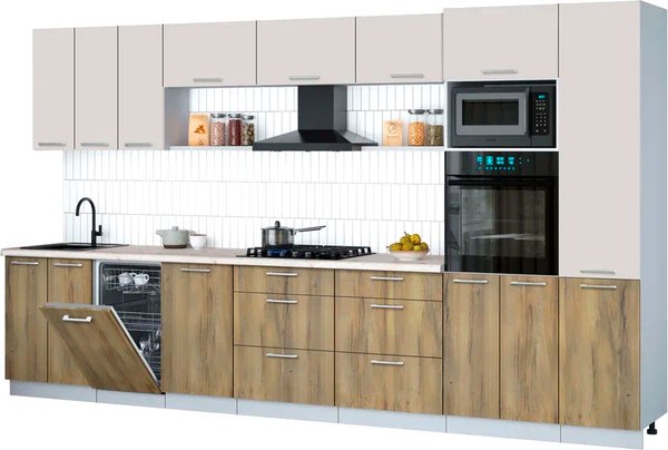 Кухонный гарнитур Интерлиния Мила Gloss 3.7-ПМ3 - фото