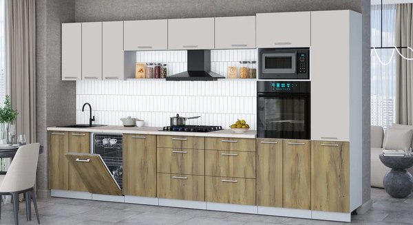 Кухонный гарнитур Интерлиния Мила Gloss 3.7-ПМ3