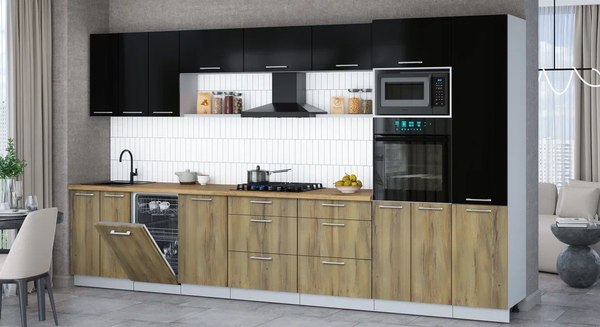 Кухонный гарнитур Интерлиния Мила Gloss 3.7-ПМ3