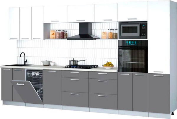 Кухонный гарнитур Интерлиния Мила Gloss 3.7-ПМ3 - фото
