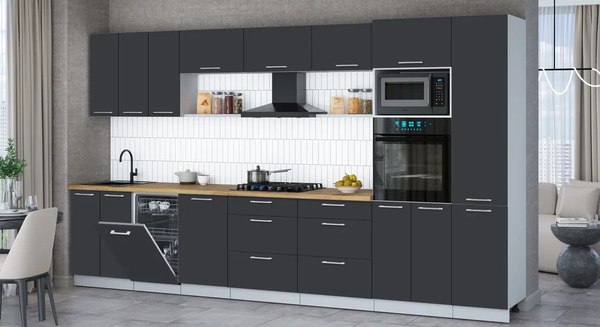 Кухонный гарнитур Интерлиния Мила Gloss 3.7-ПМ3