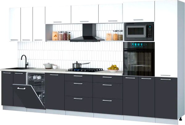 Кухонный гарнитур Интерлиния Мила Gloss 3.7-ПМ3 - фото