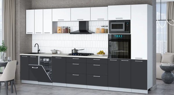 Кухонный гарнитур Интерлиния Мила Gloss 3.7-ПМ3