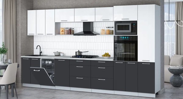 Кухонный гарнитур Интерлиния Мила Gloss 3.7-ПМ3
