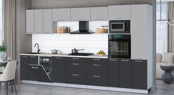 Кухонный гарнитур Интерлиния Мила Gloss 3.7-ПМ3