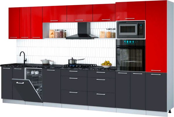 Кухонный гарнитур Интерлиния Мила Gloss 3.7-ПМ3 - фото