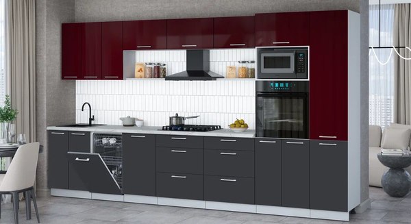 Кухонный гарнитур Интерлиния Мила Gloss 3.7-ПМ3