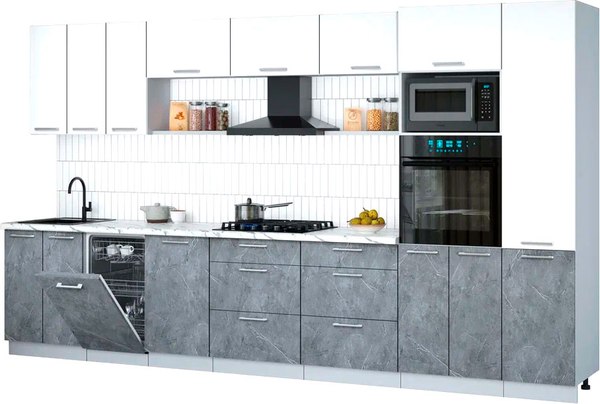 Кухонный гарнитур Интерлиния Мила Gloss 3.7-ПМ3 - фото