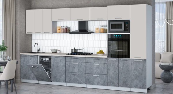 Кухонный гарнитур Интерлиния Мила Gloss 3.7-ПМ3