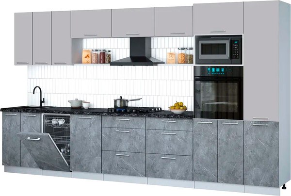 Кухонный гарнитур Интерлиния Мила Gloss 3.7-ПМ3 - фото