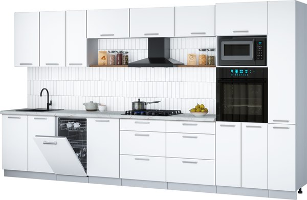 Кухонный гарнитур Интерлиния Мила Gloss 3.8-ПМ3 - фото