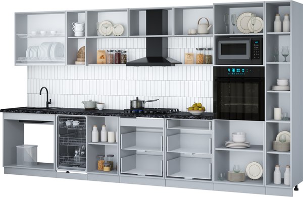 Кухонный гарнитур Интерлиния Мила Gloss 3.8-ПМ3