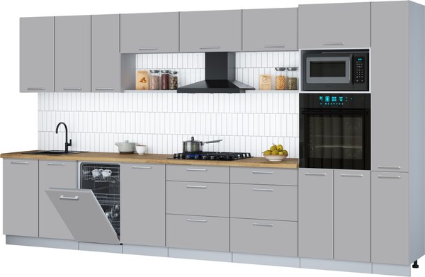 Кухонный гарнитур Интерлиния Мила Gloss 3.8-ПМ3 - фото