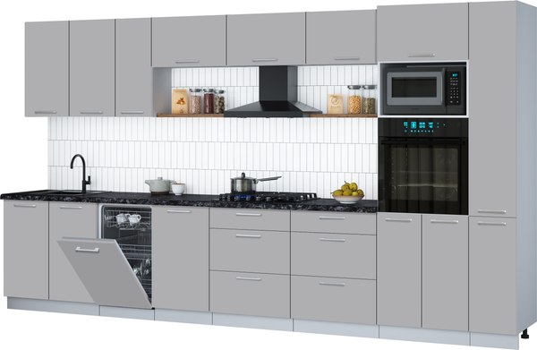 Кухонный гарнитур Интерлиния Мила Gloss 3.8-ПМ3 - фото