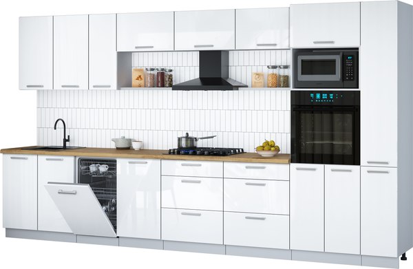 Кухонный гарнитур Интерлиния Мила Gloss 3.8-ПМ3 - фото