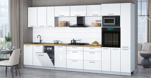 Кухонный гарнитур Интерлиния Мила Gloss 3.8-ПМ3