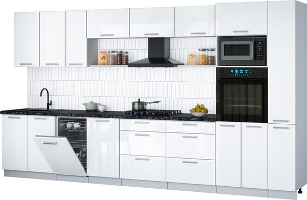 Кухонный гарнитур Интерлиния Мила Gloss 3.8-ПМ3 - фото
