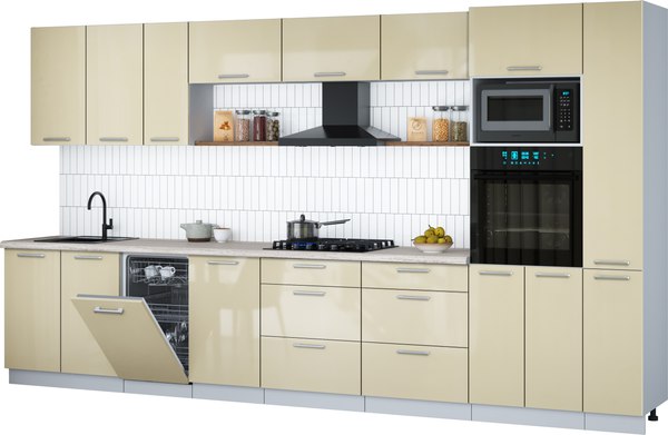 Кухонный гарнитур Интерлиния Мила Gloss 3.8-ПМ3 - фото