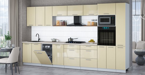 Кухонный гарнитур Интерлиния Мила Gloss 3.8-ПМ3