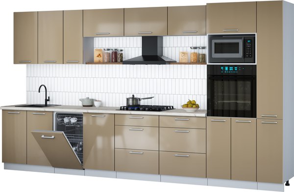 Кухонный гарнитур Интерлиния Мила Gloss 3.8-ПМ3 - фото