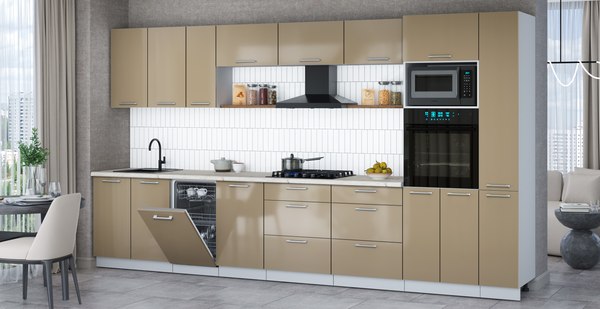 Кухонный гарнитур Интерлиния Мила Gloss 3.8-ПМ3