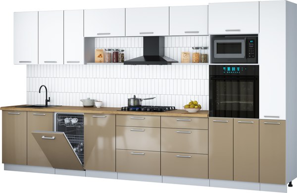 Кухонный гарнитур Интерлиния Мила Gloss 3.8-ПМ3 - фото