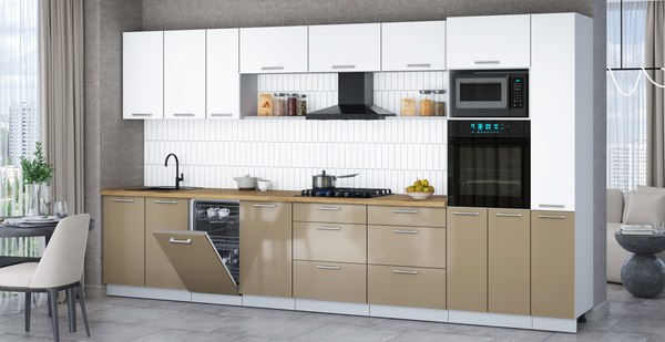 Кухонный гарнитур Интерлиния Мила Gloss 3.8-ПМ3