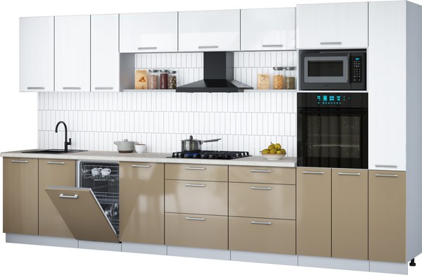 Кухонный гарнитур Интерлиния Мила Gloss 3.8-ПМ3 - фото