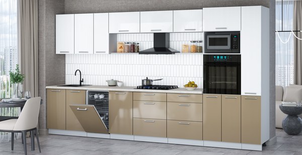 Кухонный гарнитур Интерлиния Мила Gloss 3.8-ПМ3