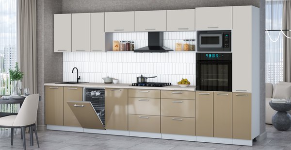 Кухонный гарнитур Интерлиния Мила Gloss 3.8-ПМ3