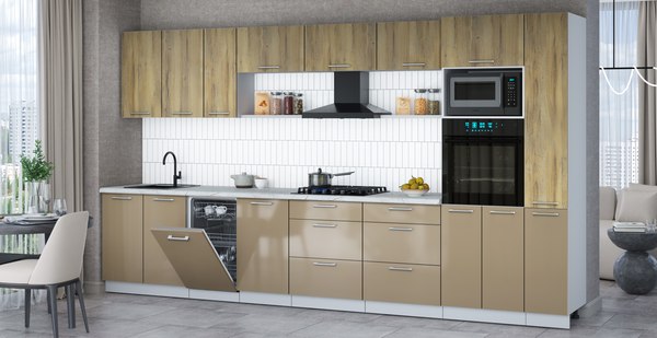 Кухонный гарнитур Интерлиния Мила Gloss 3.8-ПМ3