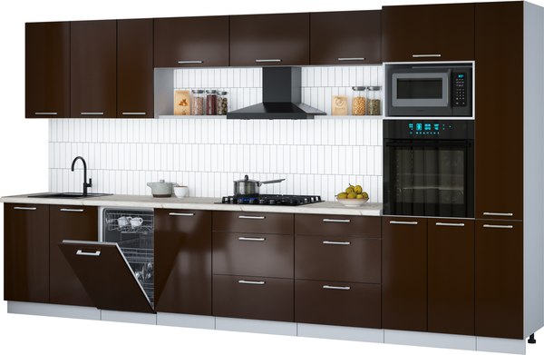 Кухонный гарнитур Интерлиния Мила Gloss 3.8-ПМ3 - фото