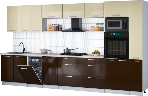 Кухонный гарнитур Интерлиния Мила Gloss 3.8-ПМ3 - фото