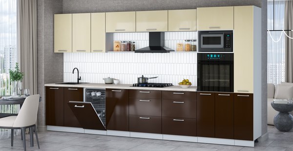 Кухонный гарнитур Интерлиния Мила Gloss 3.8-ПМ3