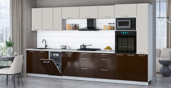 Кухонный гарнитур Интерлиния Мила Gloss 3.8-ПМ3