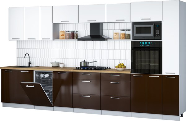 Кухонный гарнитур Интерлиния Мила Gloss 3.8-ПМ3 - фото