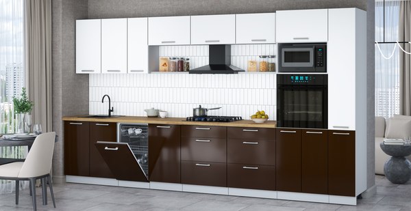 Кухонный гарнитур Интерлиния Мила Gloss 3.8-ПМ3