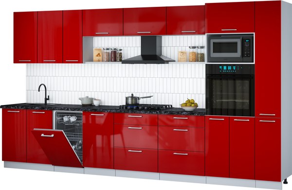 Кухонный гарнитур Интерлиния Мила Gloss 3.8-ПМ3 - фото