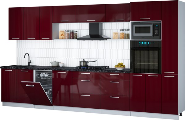 Кухонный гарнитур Интерлиния Мила Gloss 3.8-ПМ3 - фото