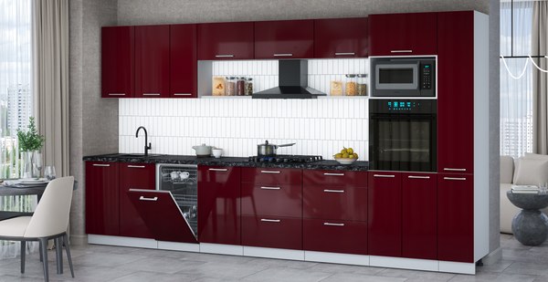 Кухонный гарнитур Интерлиния Мила Gloss 3.8-ПМ3