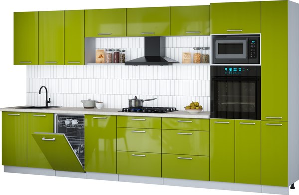 Кухонный гарнитур Интерлиния Мила Gloss 3.8-ПМ3 - фото