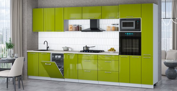 Кухонный гарнитур Интерлиния Мила Gloss 3.8-ПМ3