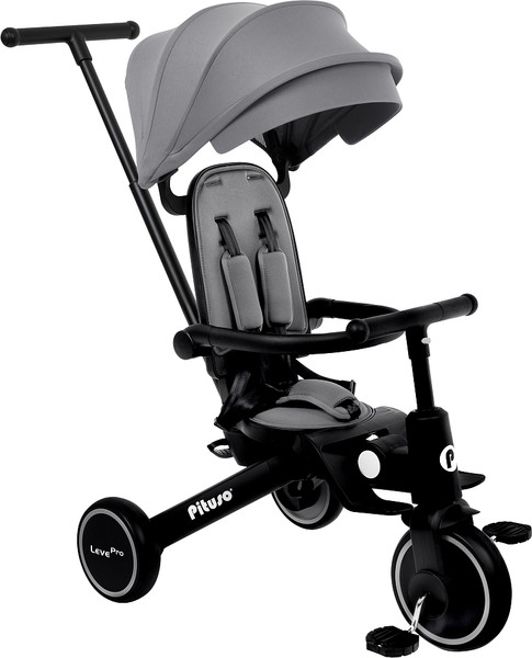 Трехколесный велосипед с ручкой Pituso Leve Pro / T8 Plus-Grey - фото