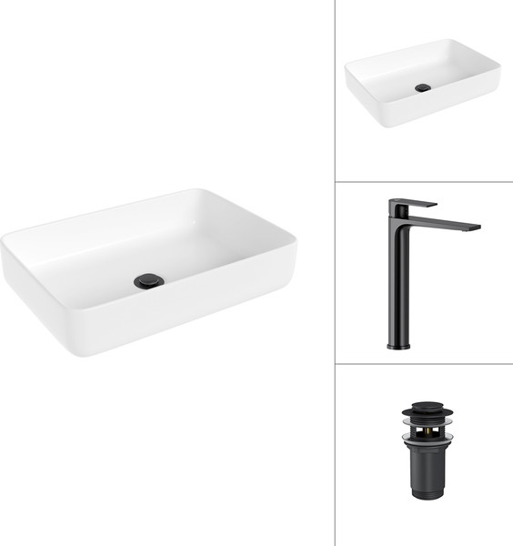 Умывальник со смесителем Lauter 21487-50 + Reef 21CK8678BS с донным клапаном 21190B - фото