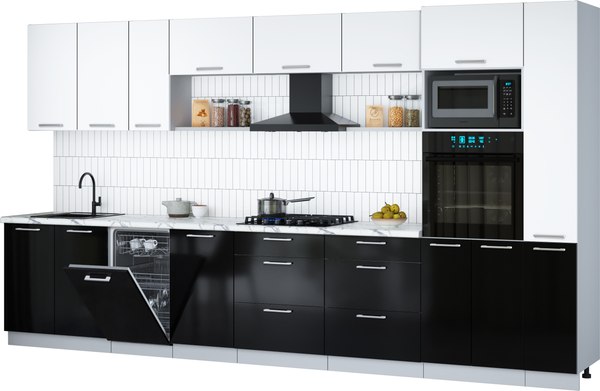 Кухонный гарнитур Интерлиния Мила Gloss 3.8-ПМ3 - фото