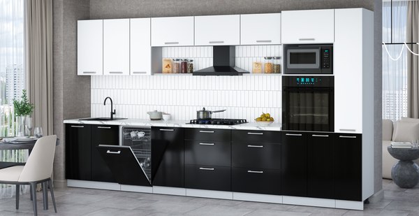 Кухонный гарнитур Интерлиния Мила Gloss 3.8-ПМ3