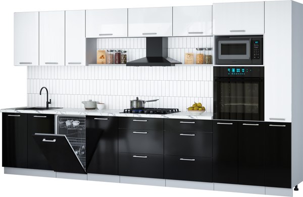 Кухонный гарнитур Интерлиния Мила Gloss 3.8-ПМ3 - фото