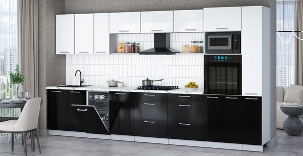 Кухонный гарнитур Интерлиния Мила Gloss 3.8-ПМ3